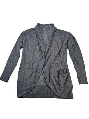 Eddie Bauer Camp Fleece Wrap Thumbhole Cardigan Sweater Women's Size S Gray